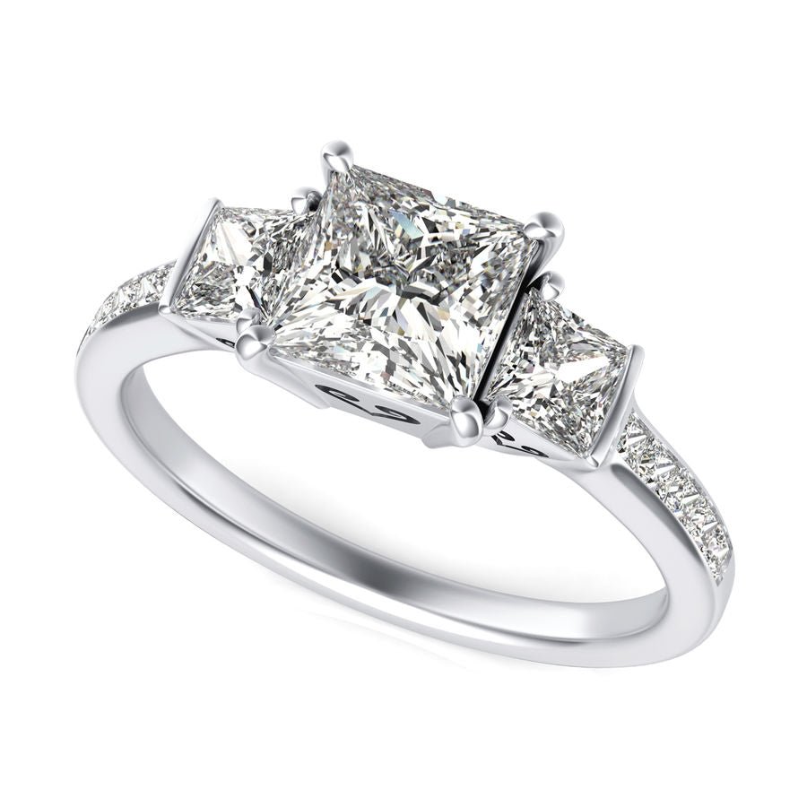 Three Stone Engagement Ring - Jewelry Exchange Center