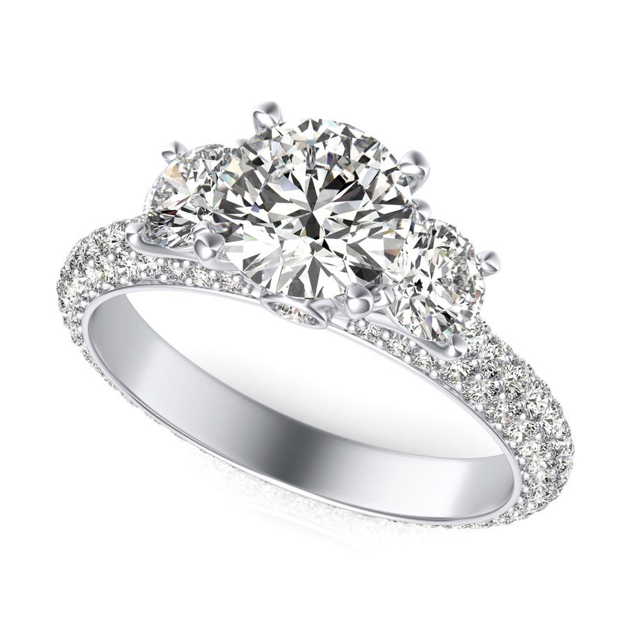 Three Stone Engagement Ring - Jewelry Exchange Center