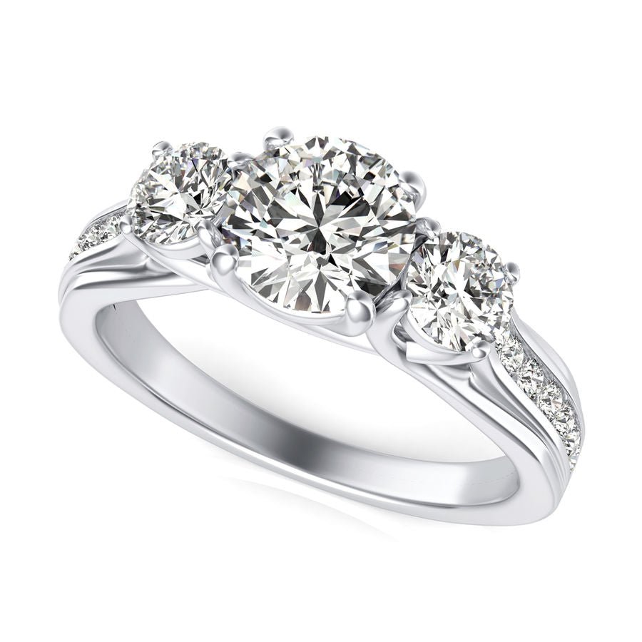 Three Stone Engagement Ring - Jewelry Exchange Center