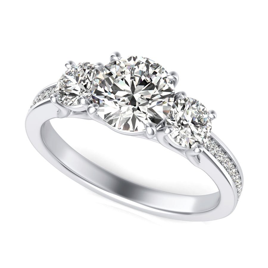 Three Stone Engagement Ring - Jewelry Exchange Center