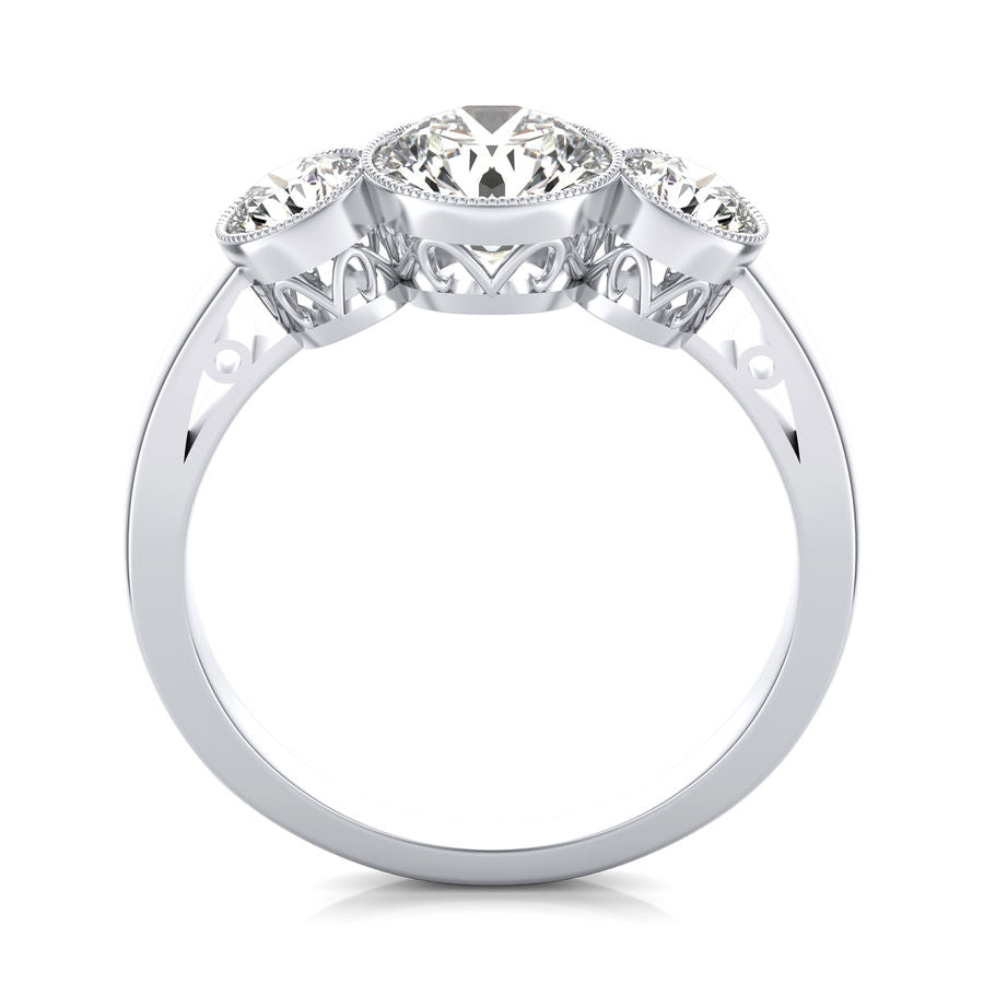 Bezel Three Stone Engagement Ring