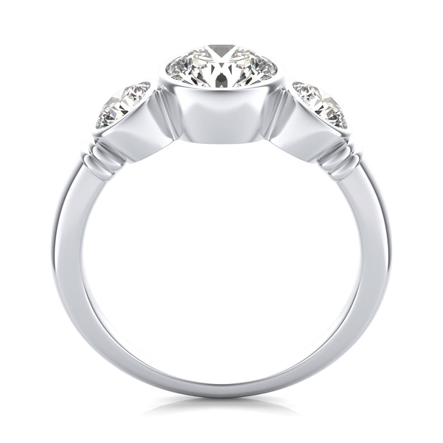 Bezel Three Stone Engagement Ring