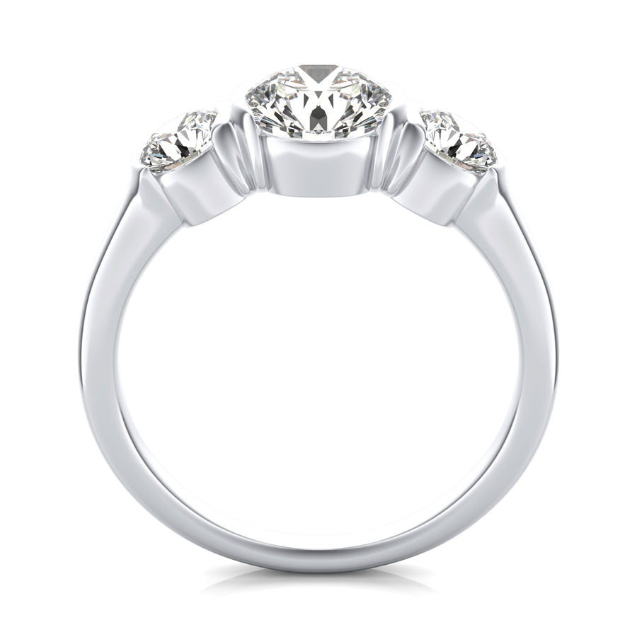 Half Bezel Three Stone Engagement Ring