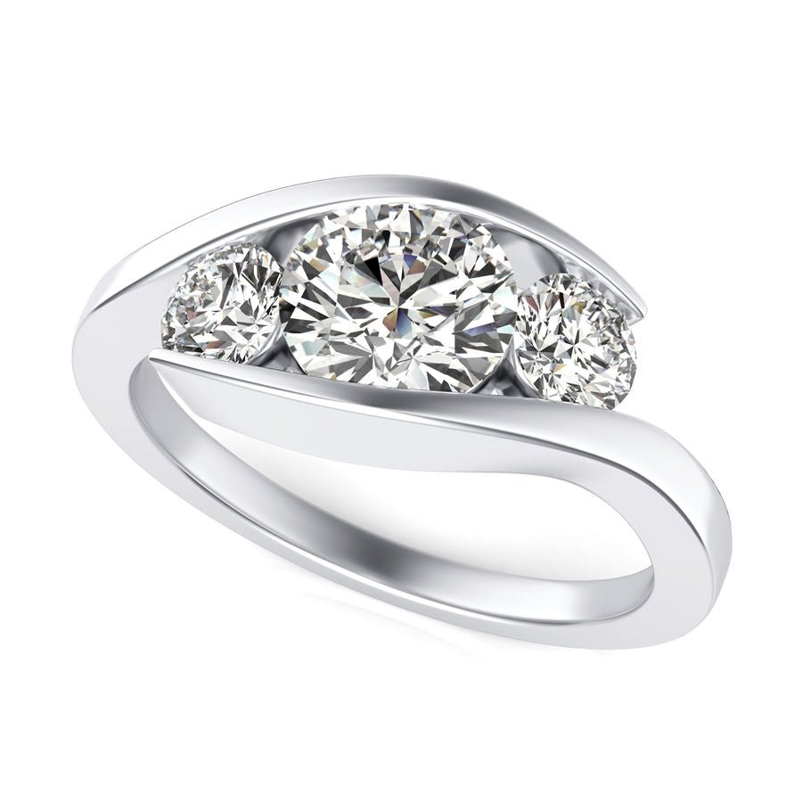 Tension Three Stone Engagement Ring - Jewelry Exchange Center