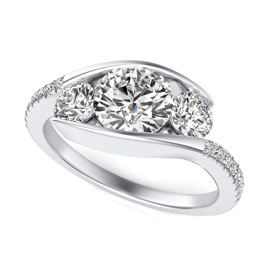 Tension Three Stone Engagement Ring - Jewelry Exchange Center