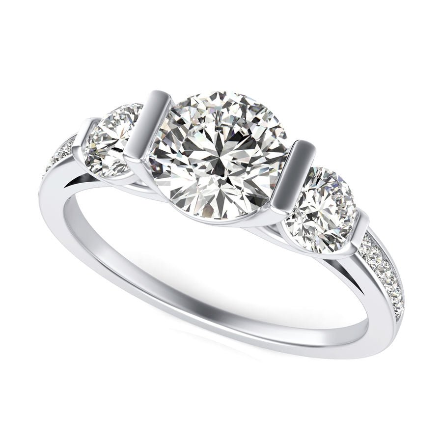 Three Stone Engagement Ring - Jewelry Exchange Center