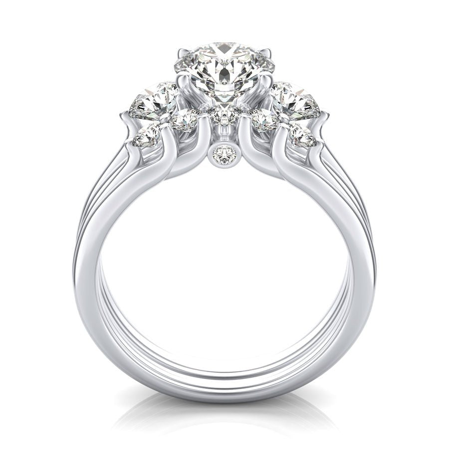 Three Stone Engagement Ring With Matching Band - Jewelry Exchange Center