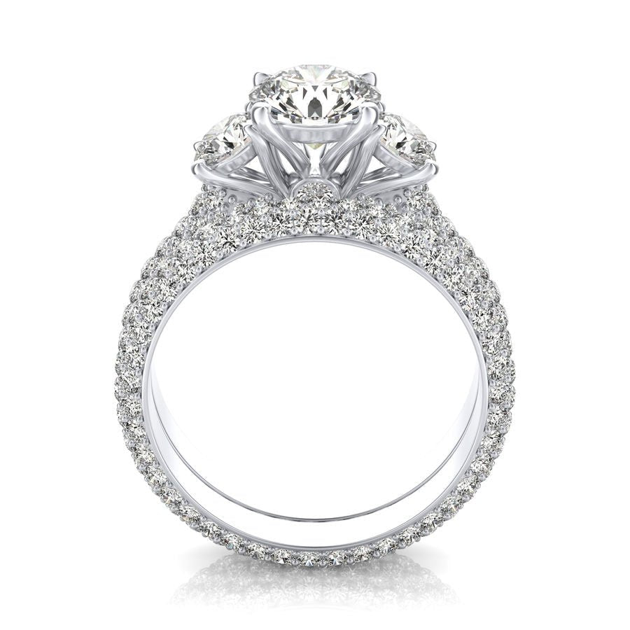 Three Stone Engagement Ring With Matching Band - Jewelry Exchange Center
