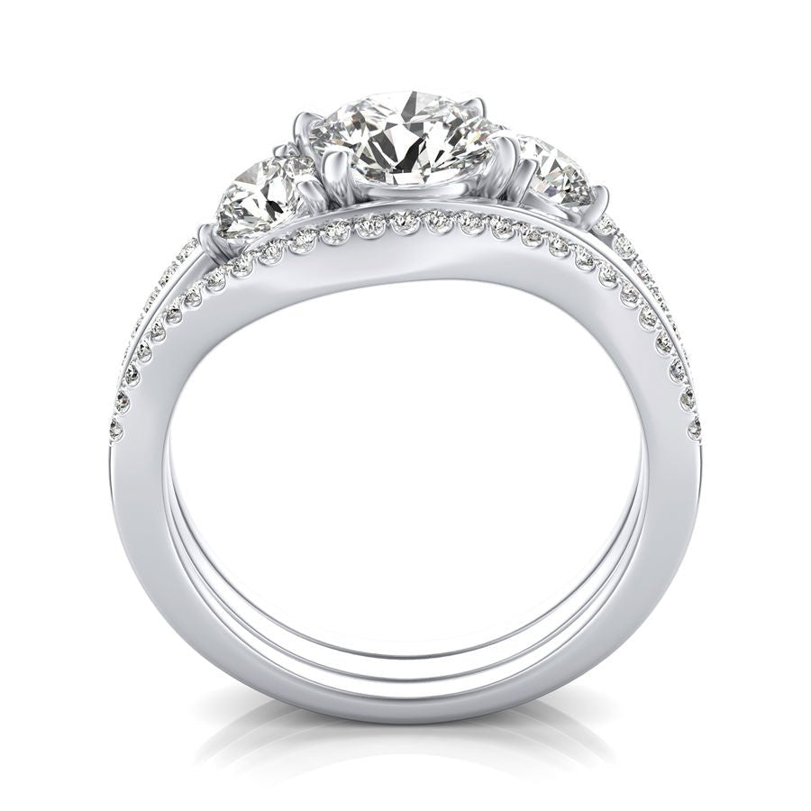 Three Stone Engagement Ring With Matching Band - Jewelry Exchange Center