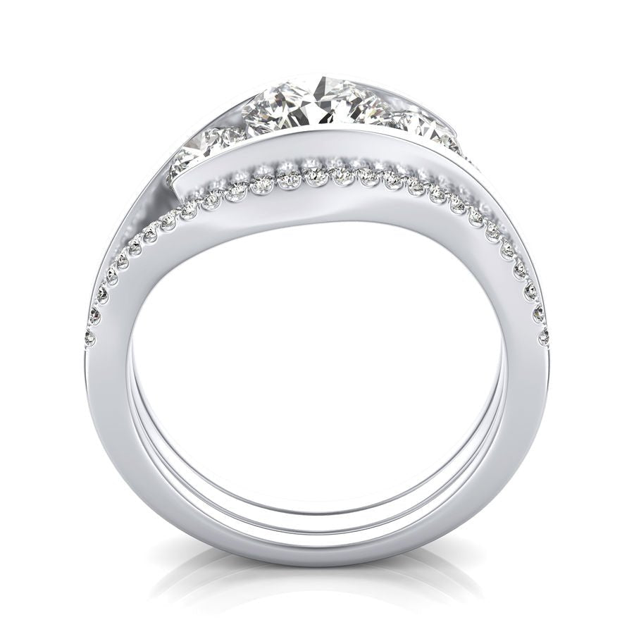 Three Stone Engagement Ring With Matching Band - Jewelry Exchange Center