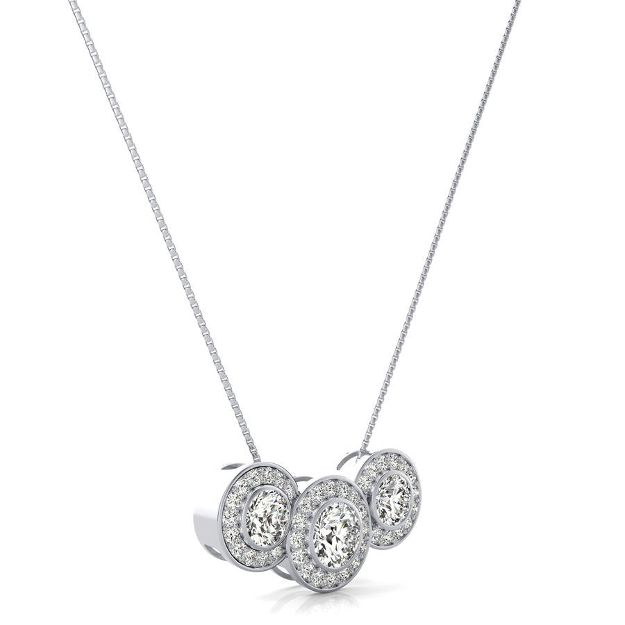 Three Stone Halo Pendant - Jewelry Exchange Center