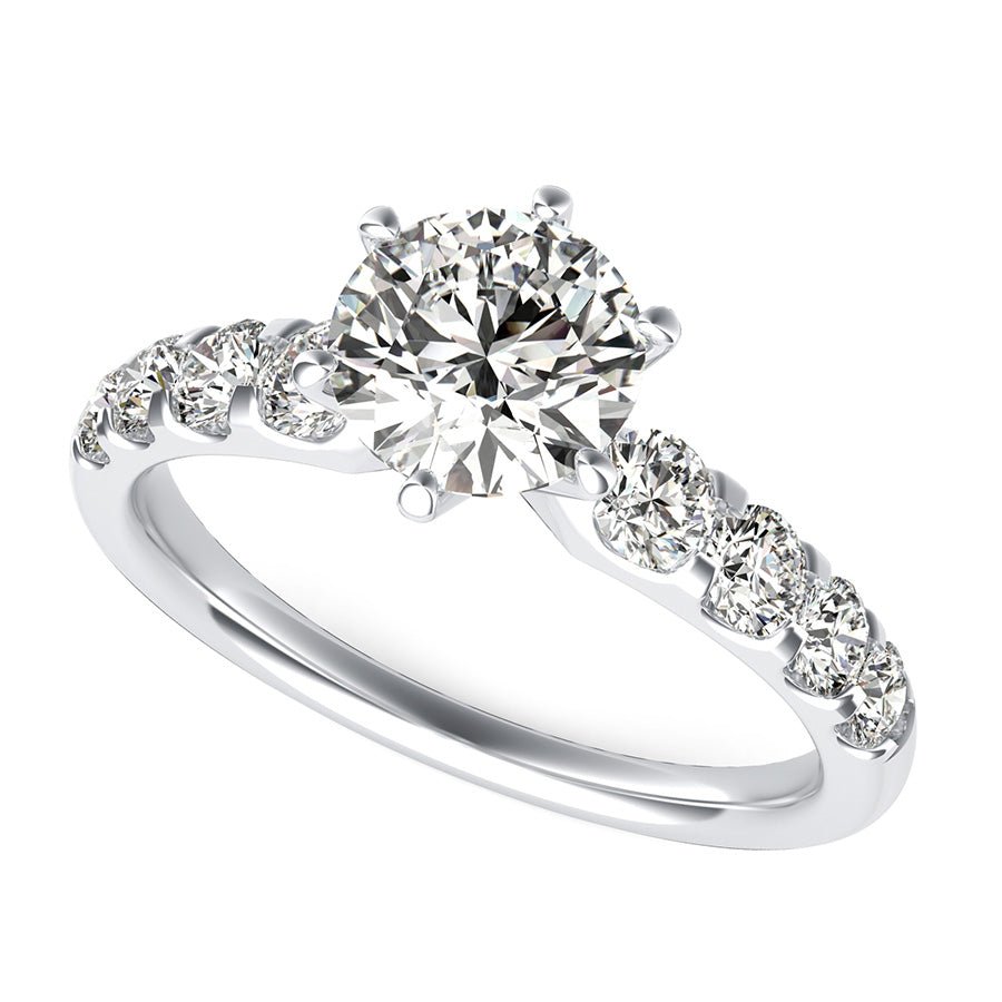 Classic Engagement Ring With Prong Set Side Stones - Jewelry Exchange Center