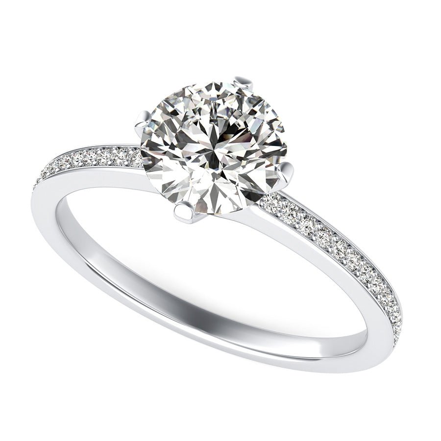 Classic Engagement Ring With Pave Side Stones - Jewelry Exchange Center