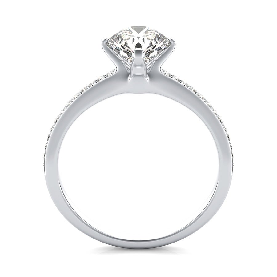 Classic Engagement Ring With Pave Side Stones - Jewelry Exchange Center
