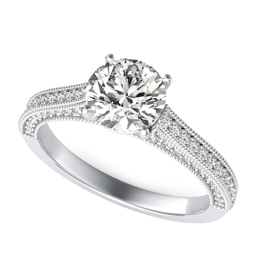 Cathedral Engagement Ring With Milgrain - Jewelry Exchange Center