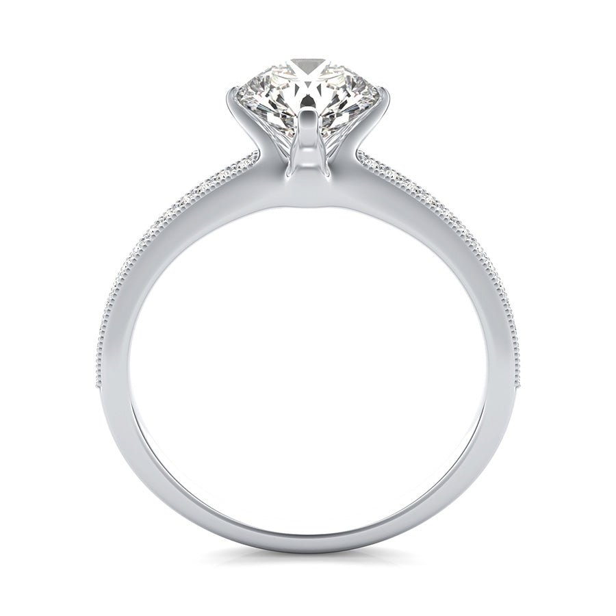 Classic Engagement Ring With Milgrain Pave Side Stones - Jewelry Exchange Center