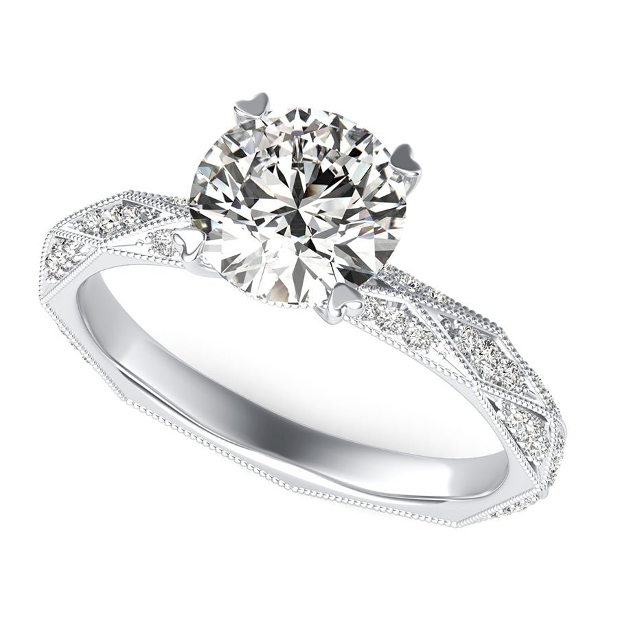 Alexis Eternity Engagement Ring With Milgrain - Custom Builder - SKU 200022 - Jewelry Exchange Center