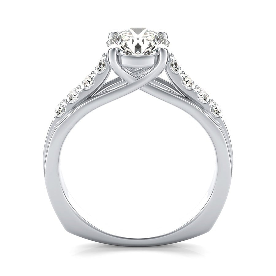 Amore Trellis Square Shank Engagement Ring With Side Stones - Jewelry Exchange Center
