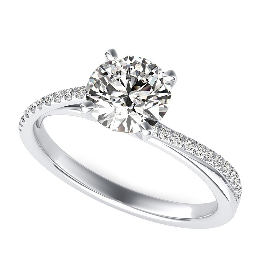 Cathedral Twist Engagement Ring With Side Stones - Jewelry Exchange Center