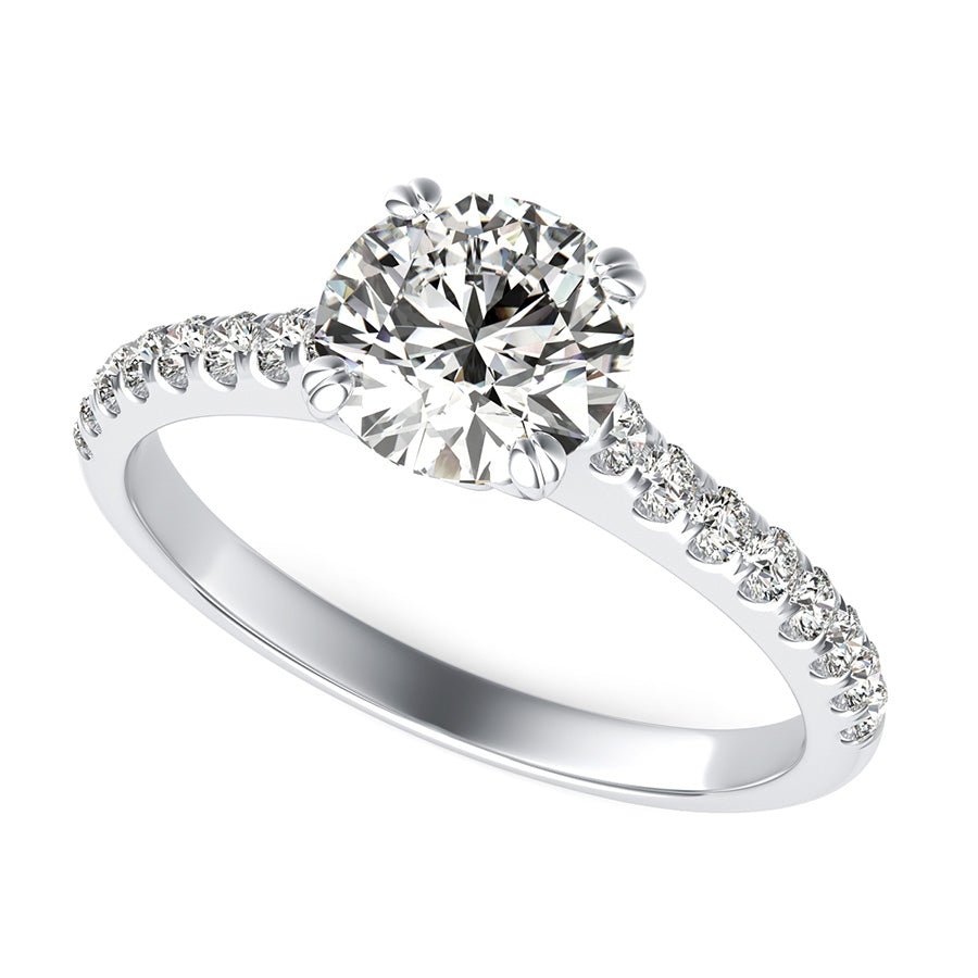 Classic Side Stone Engagement Ring With Twisted Prongs - Jewelry Exchange Center