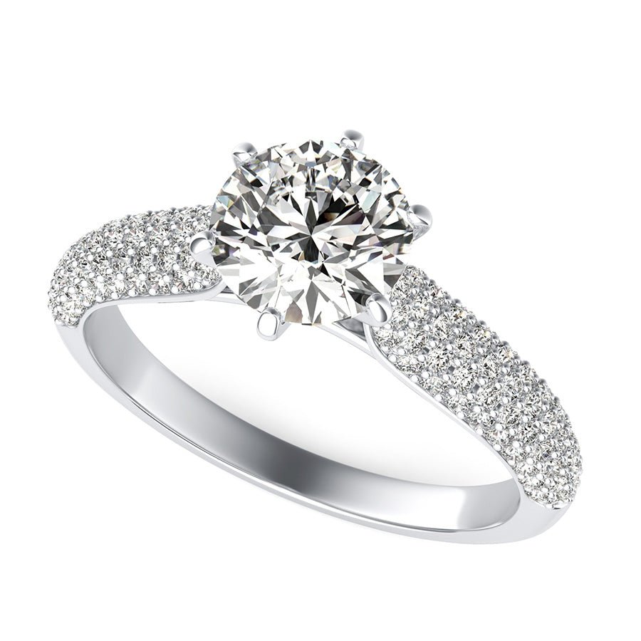 Cathedral Micro - Pave Half Eternity Engagement Ring - Jewelry Exchange Center