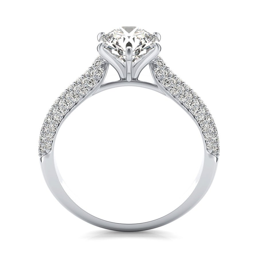 Cathedral Micro - Pave Half Eternity Engagement Ring - Jewelry Exchange Center