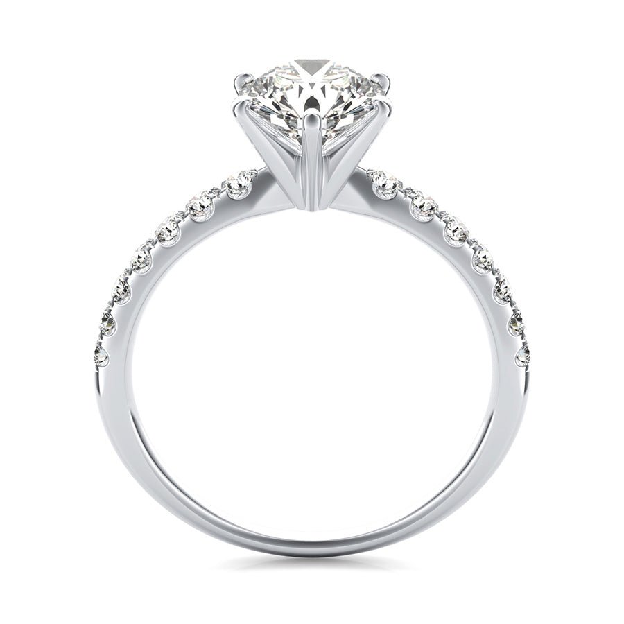 Classic Engagement Ring With Prong Set Side Stones - Jewelry Exchange Center