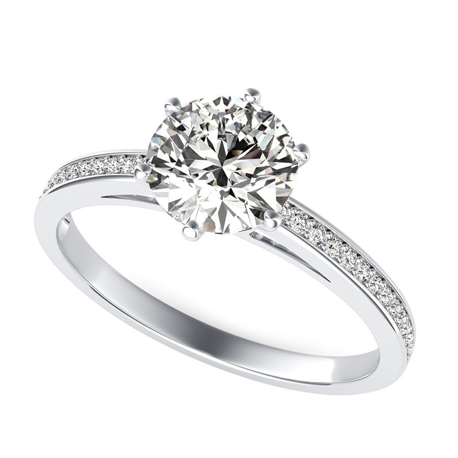 Cathedral Engagement Ring With Pave Set Side Stones - Jewelry Exchange Center