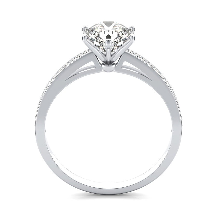 Cathedral Engagement Ring With Pave Set Side Stones - Jewelry Exchange Center