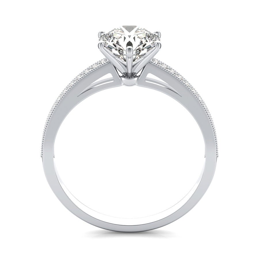 Cathedral Engagement Ring With Milgrain Pave Set Side Stones - Jewelry Exchange Center