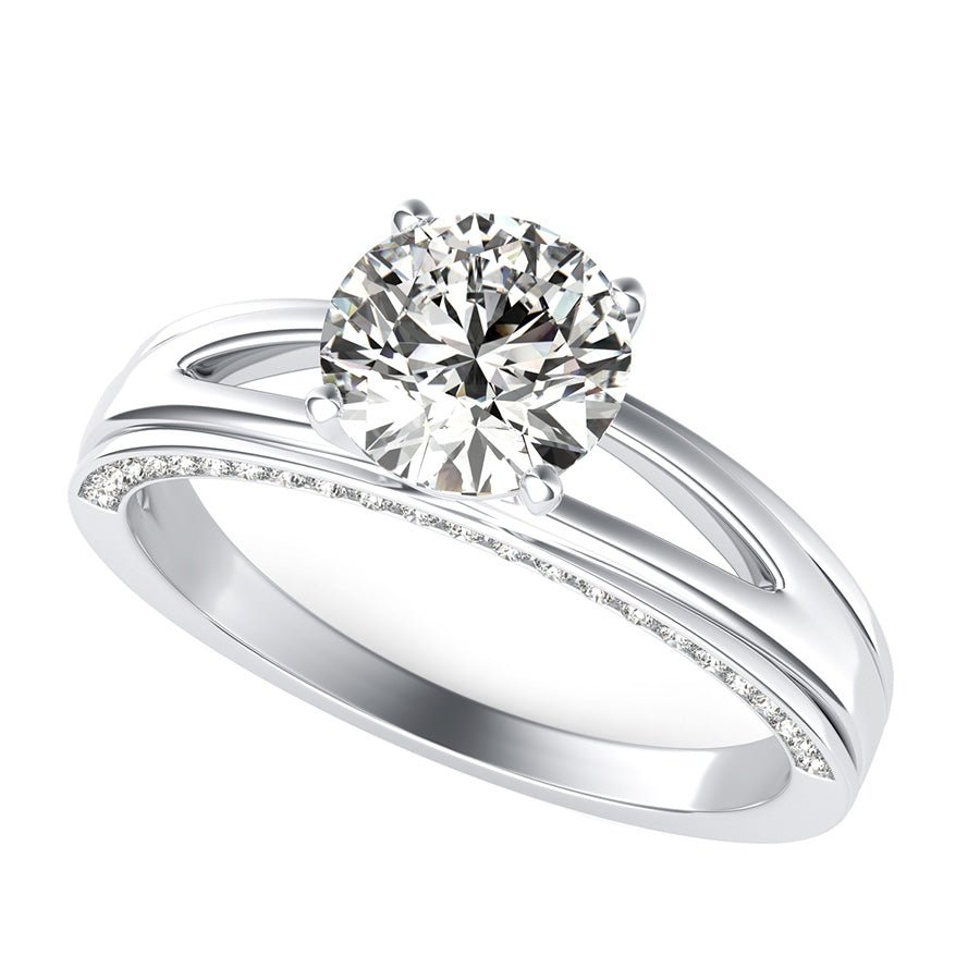 Amore Trellis Split Shank Engagement Ring With Pave Side Stones - Jewelry Exchange Center