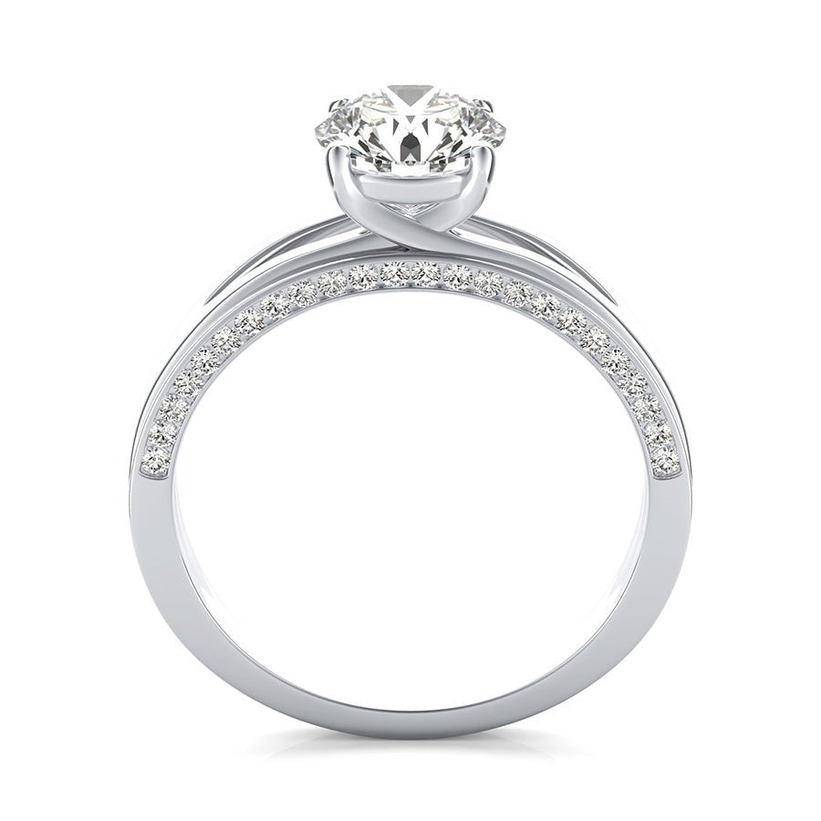 Amore Trellis Split Shank Engagement Ring With Pave Side Stones - Jewelry Exchange Center