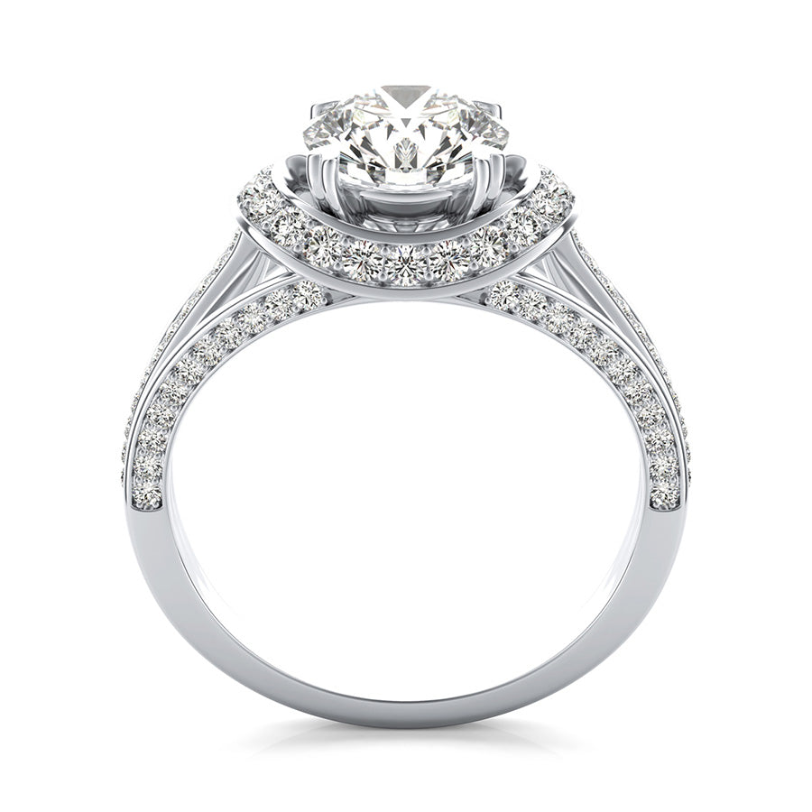 Amore Halo Engagement Ring With Pave Side Stones
