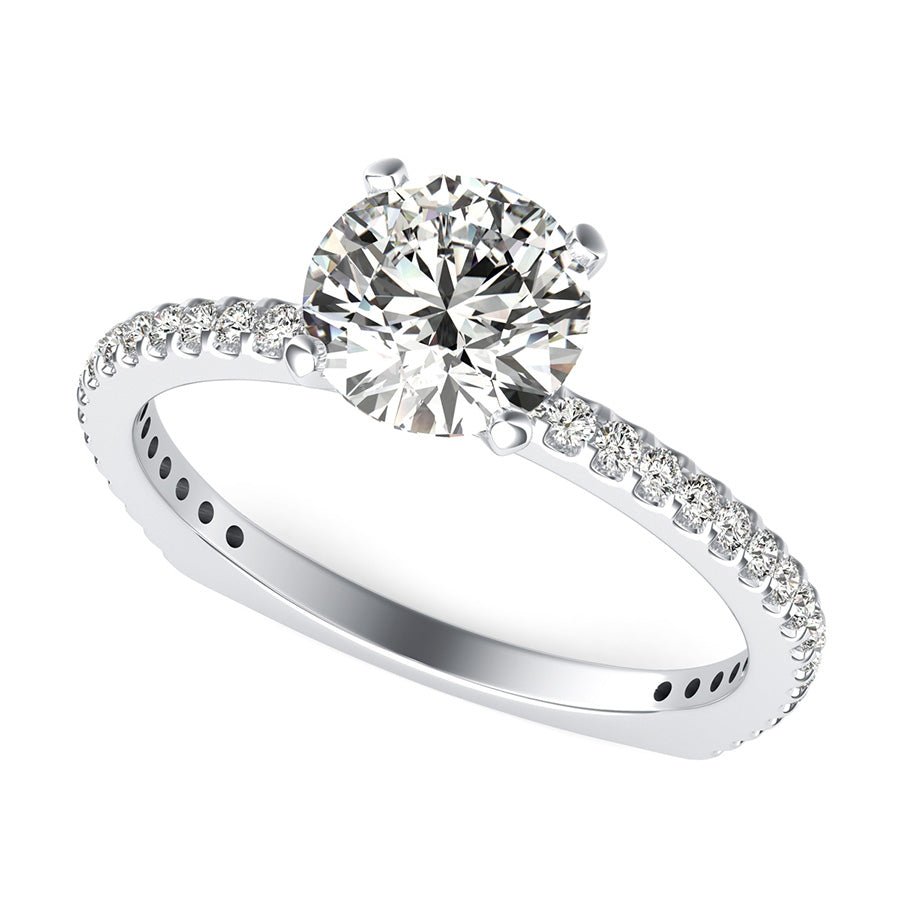 Classic Side Stone Engagement Ring With Square Shank - Jewelry Exchange Center