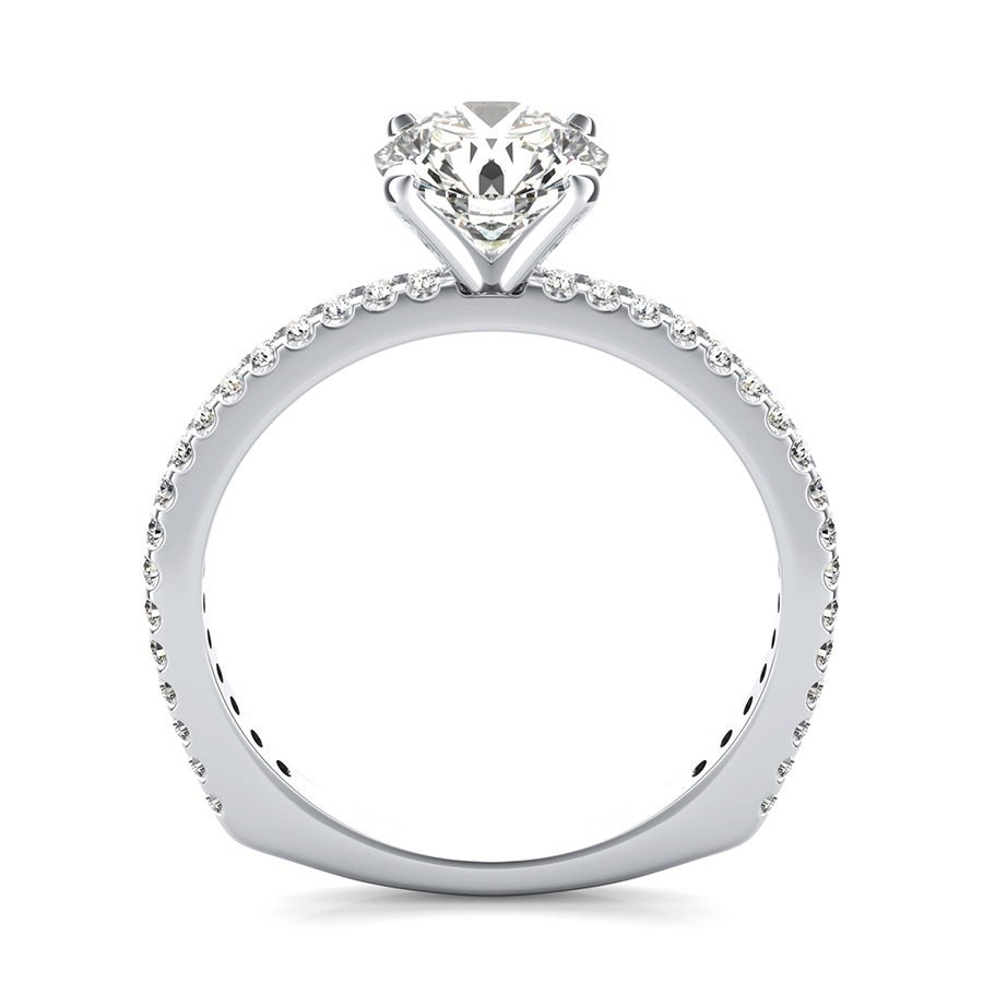 Classic Side Stone Engagement Ring With Square Shank - Jewelry Exchange Center