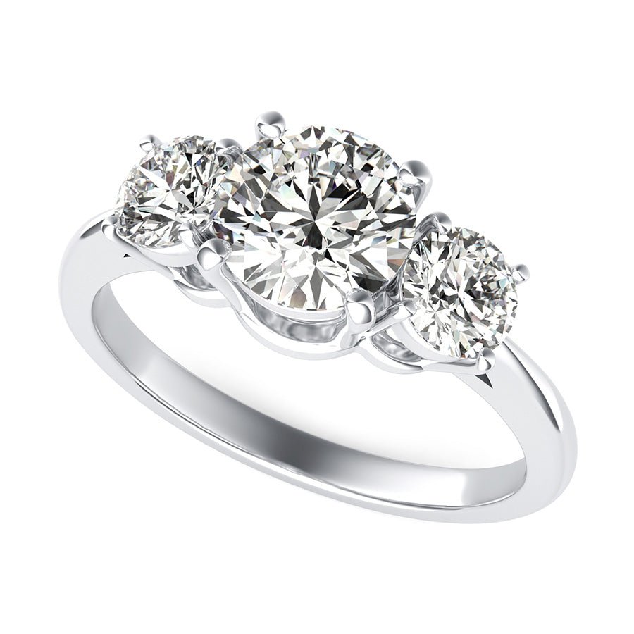 Cathedral Three Stone Basket Engagement Ring - Jewelry Exchange Center