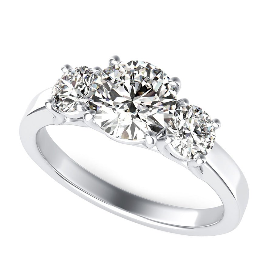 Classic Three Stone Trellis Engagement Ring - Jewelry Exchange Center