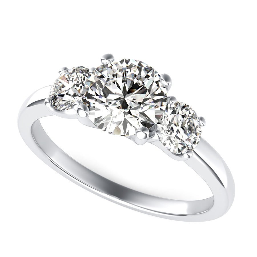 U Shape Three Stone Engagement Ring - Jewelry Exchange Center
