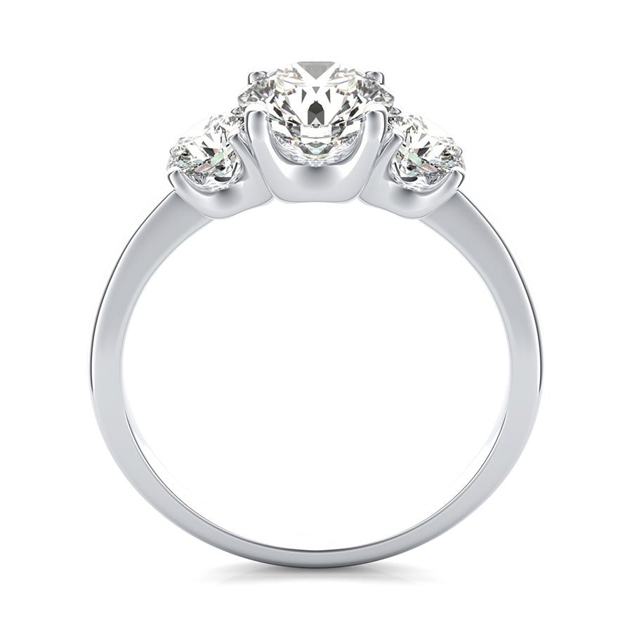 U Shape Three Stone Engagement Ring - Jewelry Exchange Center