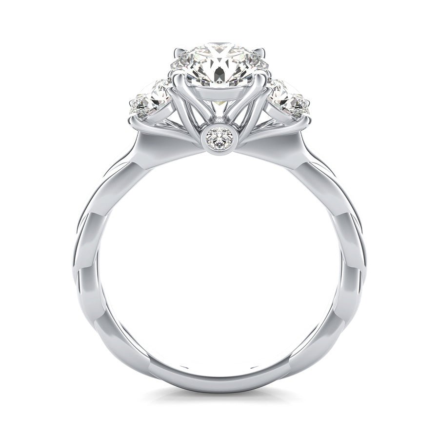 Yiara Three Stone Engagement Ring With Twisted Marcela Shank - Jewelry Exchange Center
