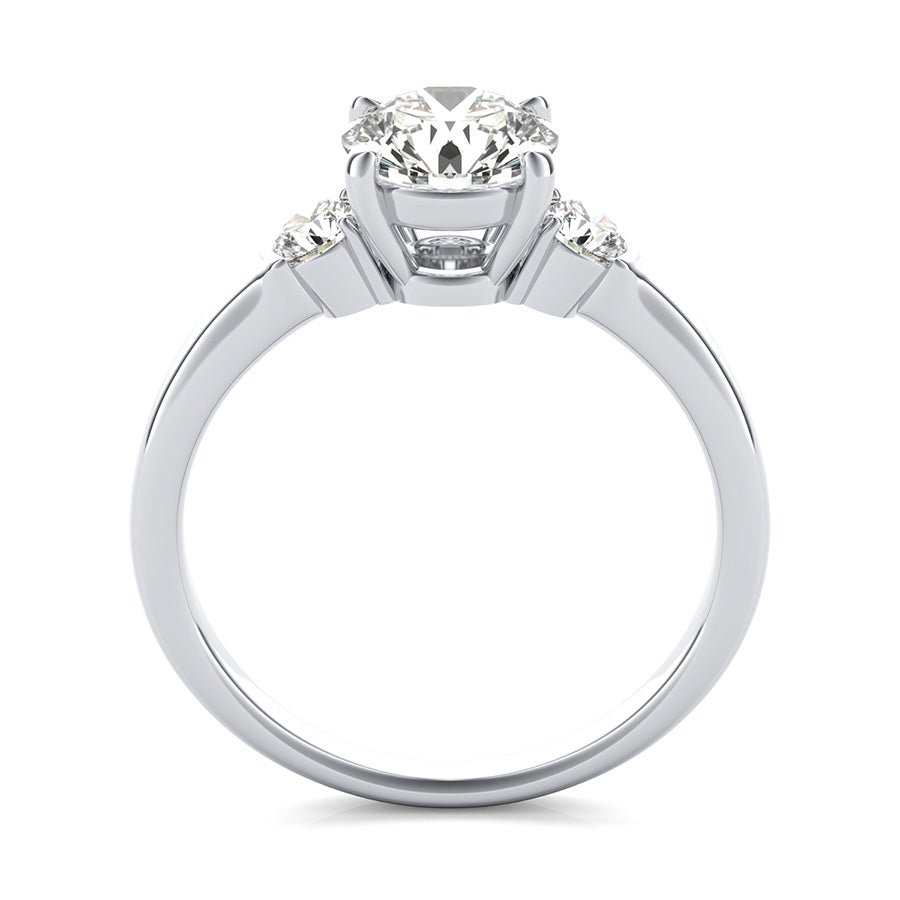 Three Stone Engagement Ring With Half Bezel Side Stones - Jewelry Exchange Center