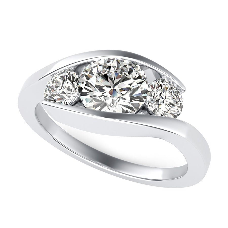 Eluna Tension Set Three Stone Engagement Ring - Jewelry Exchange Center