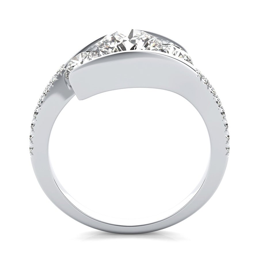 Eluna Tension Set Three Stone Engagement Ring With Accented Side Stones - Jewelry Exchange Center