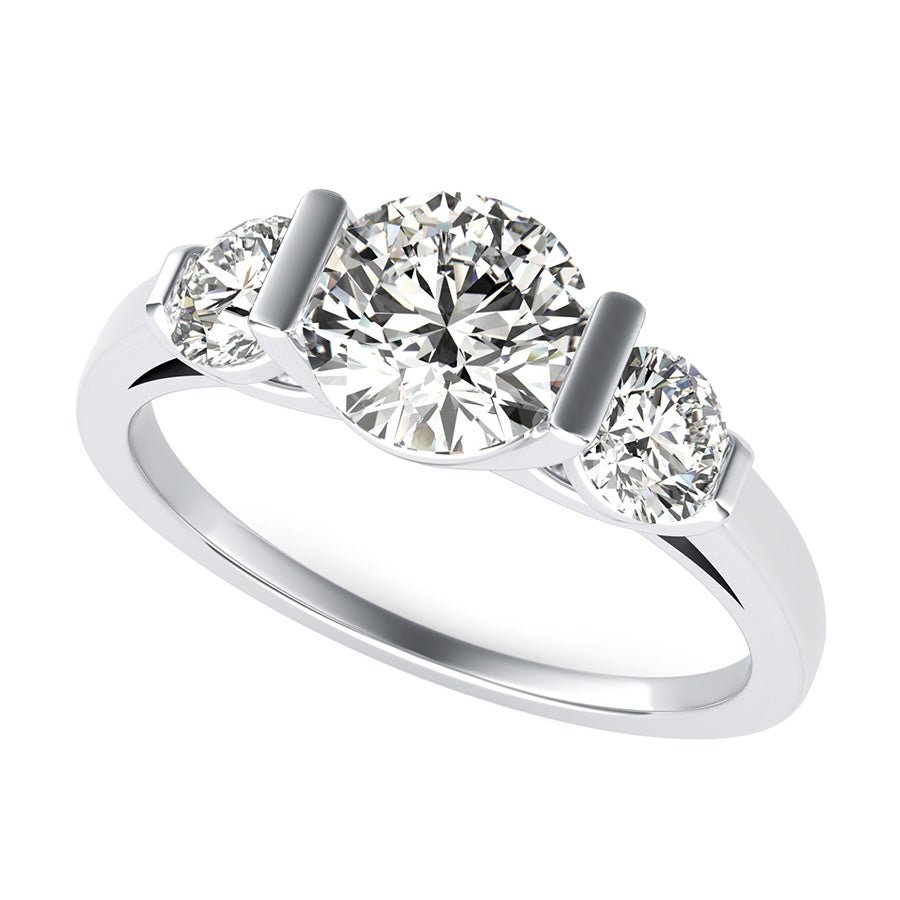 Landora Cathedral Three Stone Engagement Ring - Jewelry Exchange Center