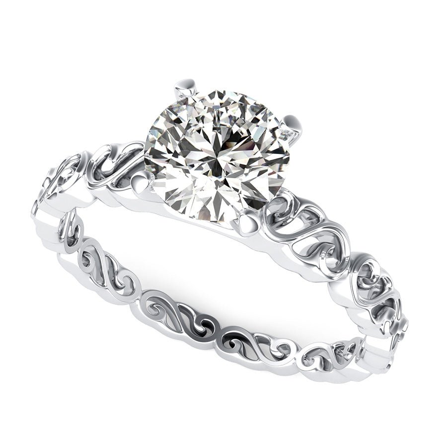 Cut Through Scroll Solitaire Engagement Ring - Jewelry Exchange Center