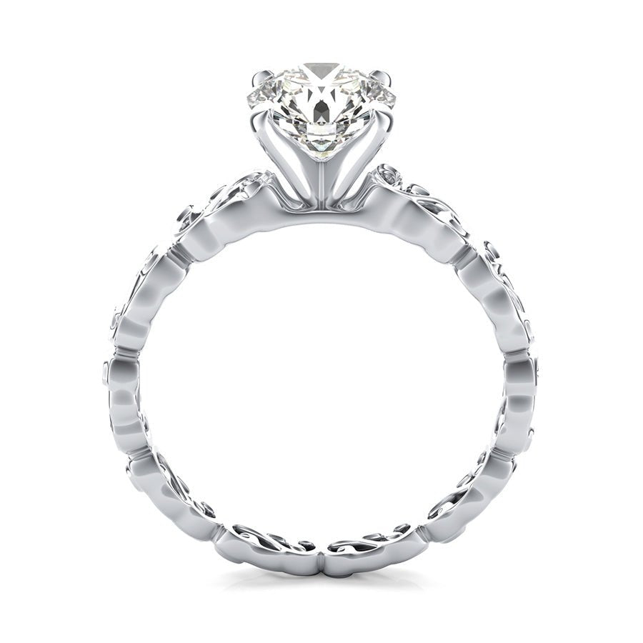 Cut Through Scroll Solitaire Engagement Ring - Jewelry Exchange Center