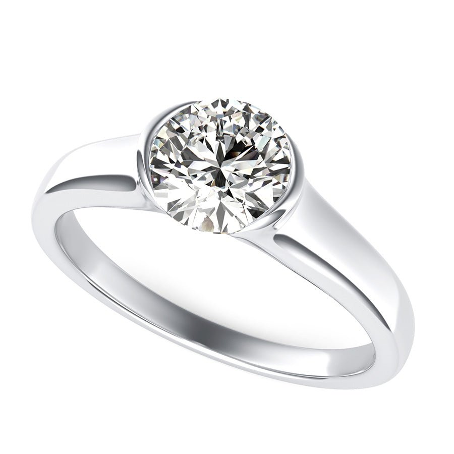Half Bezel Solitaire Engagement Ring - Jewelry Exchange Center