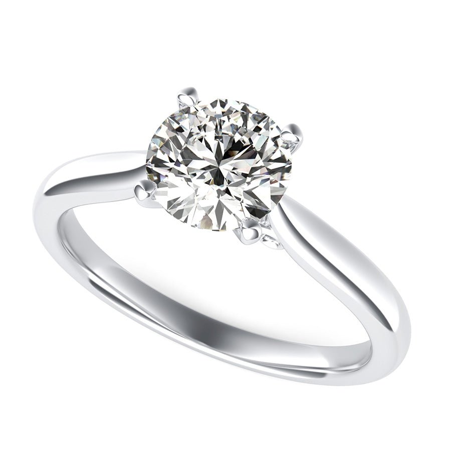 Cathedral Solitaire Engagement Ring With Scroll On The Side - Jewelry Exchange Center