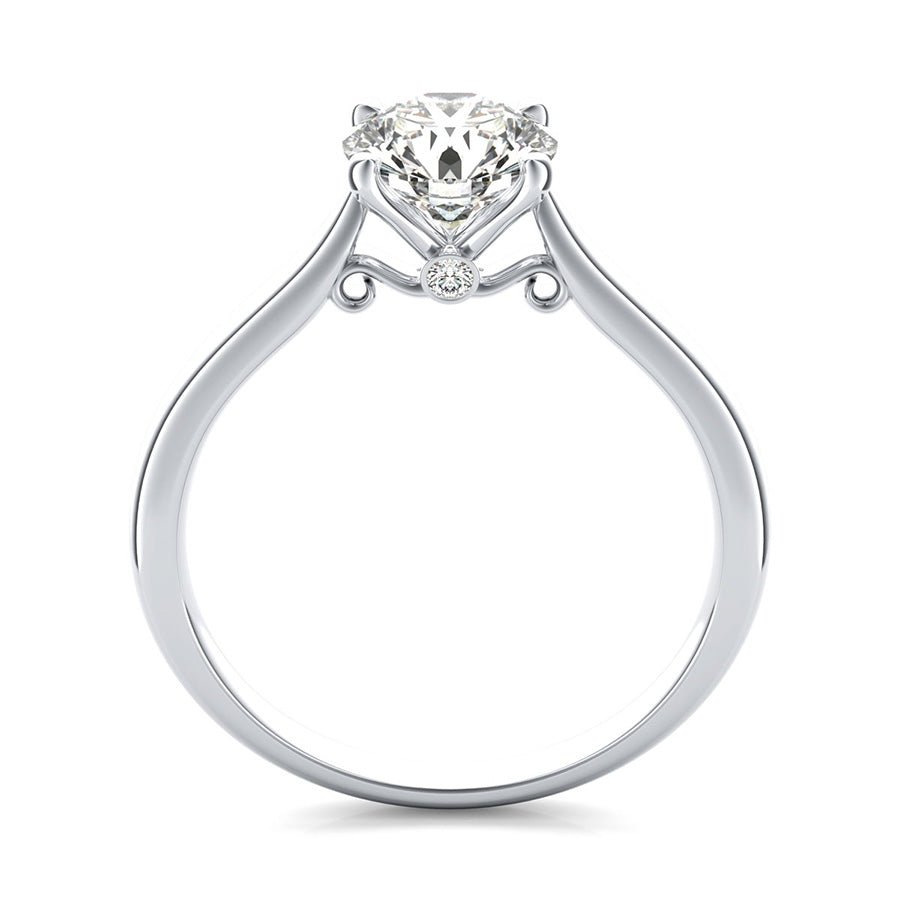 Cathedral Solitaire Engagement Ring With Scroll On The Side - Jewelry Exchange Center