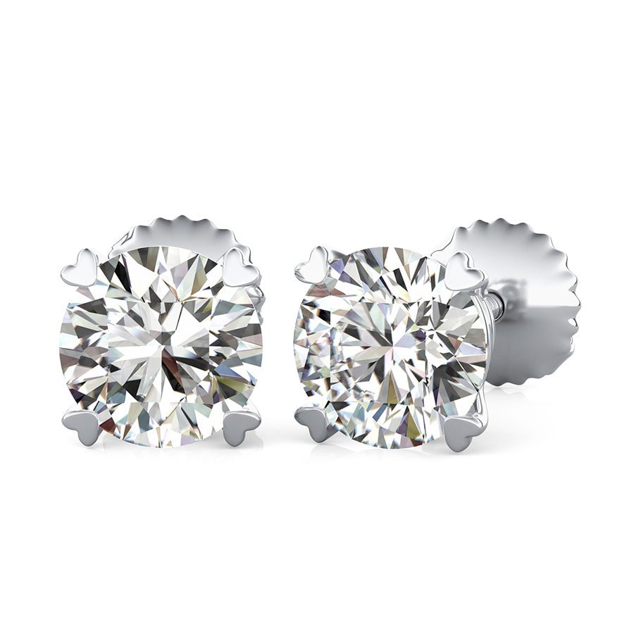 Stud Earrings With Heart Shaped Prong Setting - Jewelry Exchange Center